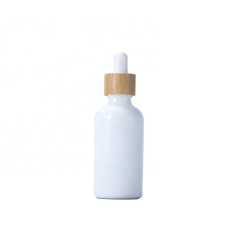 10ml 15ml 20ml 30ml 50ml 100ml White porcelain essential oil serum glass dropper bottle with bamboo cap