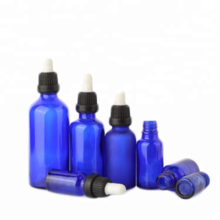 10ml 15ml 20ml 30ml 50ml 100ml dark blue glass dropper bottle for e liquid frosted essential oil bottle