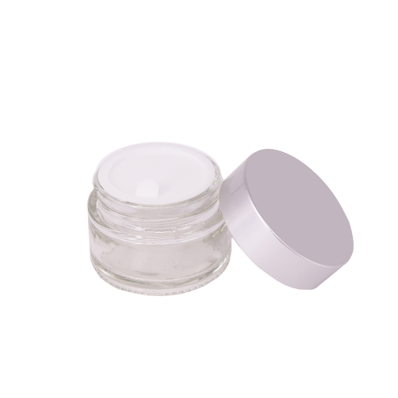 10ml 15ml 20ml 30ml 50ml 100ml recycled clear amber glass cosmetic jar 5ml glass jar with black plastic cap for face body