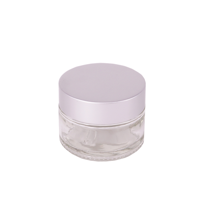 10ml 15ml 20ml 30ml 50ml 100ml recycled clear amber glass cosmetic jar 5ml glass jar with black plastic cap for face body