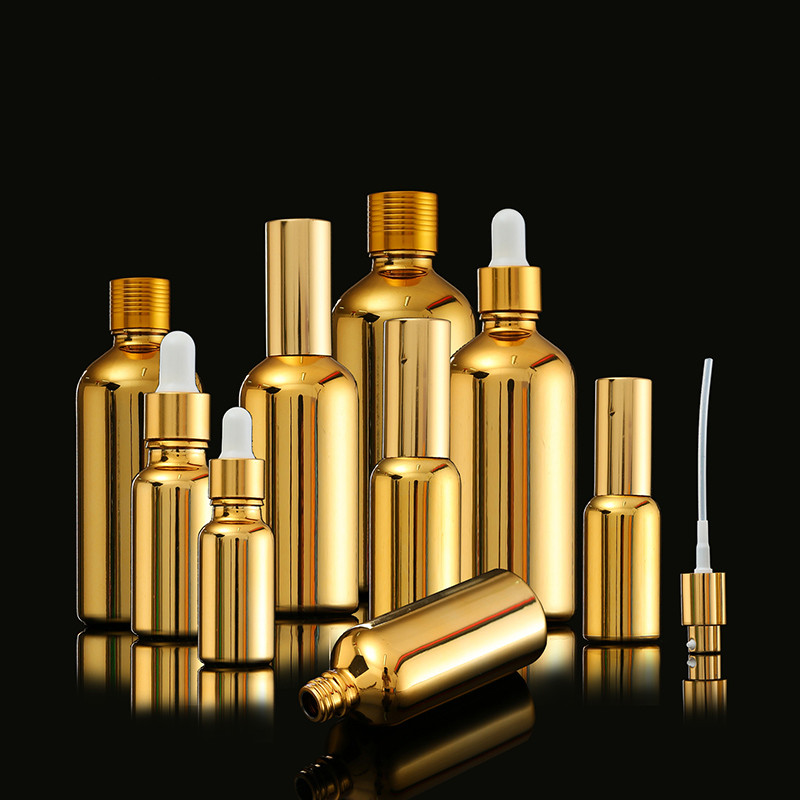 10ml 15ml 20ml 30ml 50ml 100ml silver electroplating glass e liquid essential oil bottle with silver metal cap