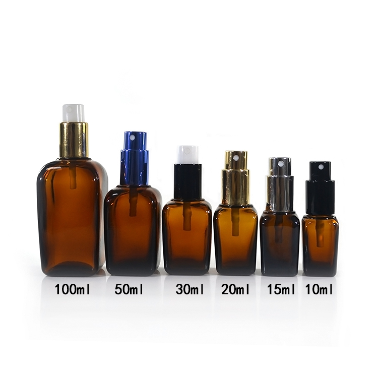 10ml 15ml 20ml 30ml 50ml 100ml square shape amber glass dropper bottle with wooden bamboo cap