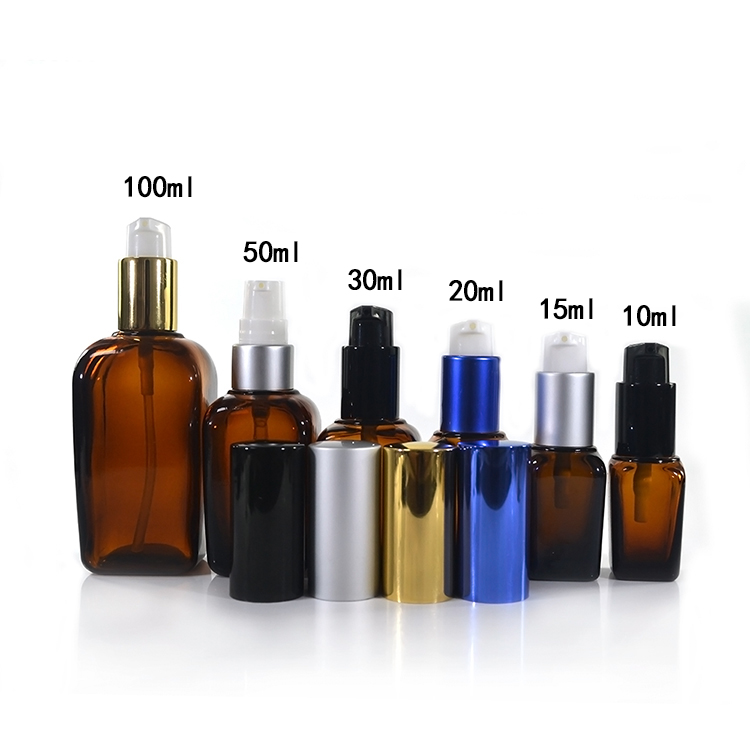 10ml 15ml 20ml 30ml 50ml 100ml square shape amber glass dropper bottle with wooden bamboo cap