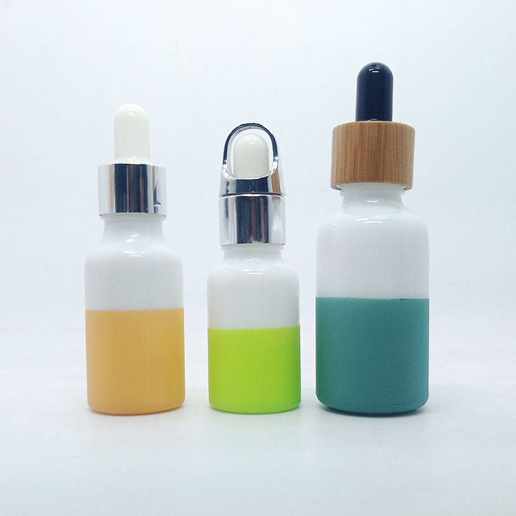 10ml 15ml 20ml 30ml 50ml 100ml white and green ceramic essential oil bottle glass cosmetic dropper bottle with bamboo dropper