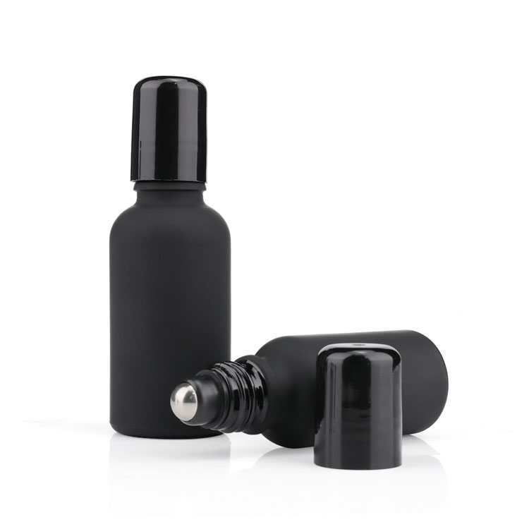 10ml 15ml 20ml 30ml 50ml 60ml 100ml 2 oz essential oil roll on glass bottle packaging frosted black roller ball bottles