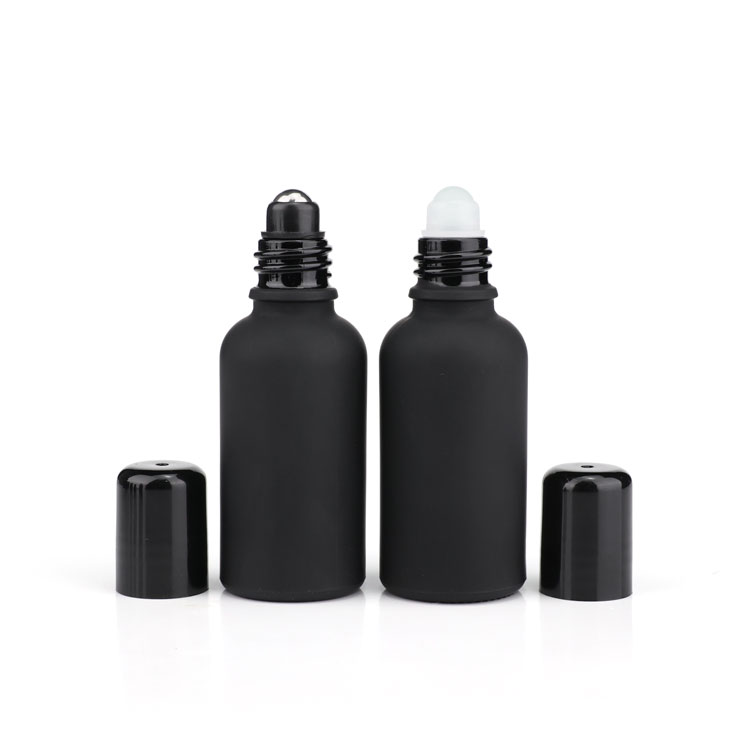 10ml 15ml 20ml 30ml 50ml 60ml 100ml 2 oz essential oil roll on glass bottle packaging frosted black roller ball bottles