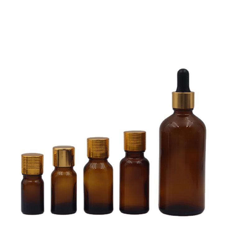 10ml/15ml/20ml/30ml/50ml/60ml/100ml amber essential oil glass bottle with dropper