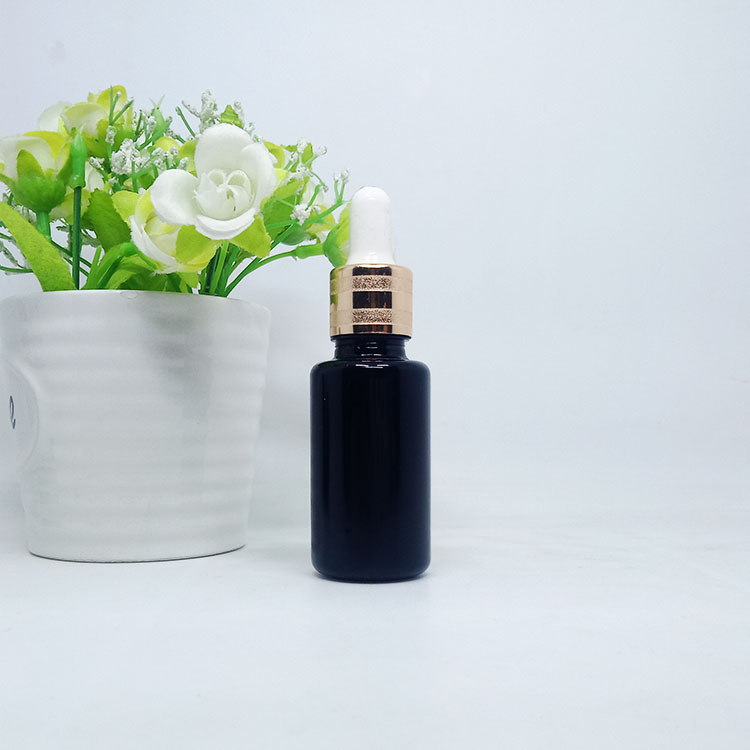 10ml 15ml 20ml 30ml 50ml 60ml 100ml violet black glass dark violet dropper bottles with black pump for essential oil oil