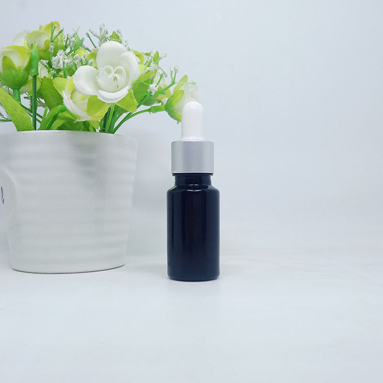 10ml 15ml 20ml 30ml 50ml 60ml 100ml violet black glass dark violet dropper bottles with black pump for essential oil oil