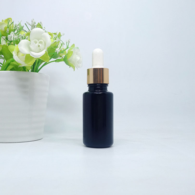 10ml 15ml 20ml 30ml 50ml 60ml 100ml violet black glass dark violet dropper bottles with black pump for essential oil oil