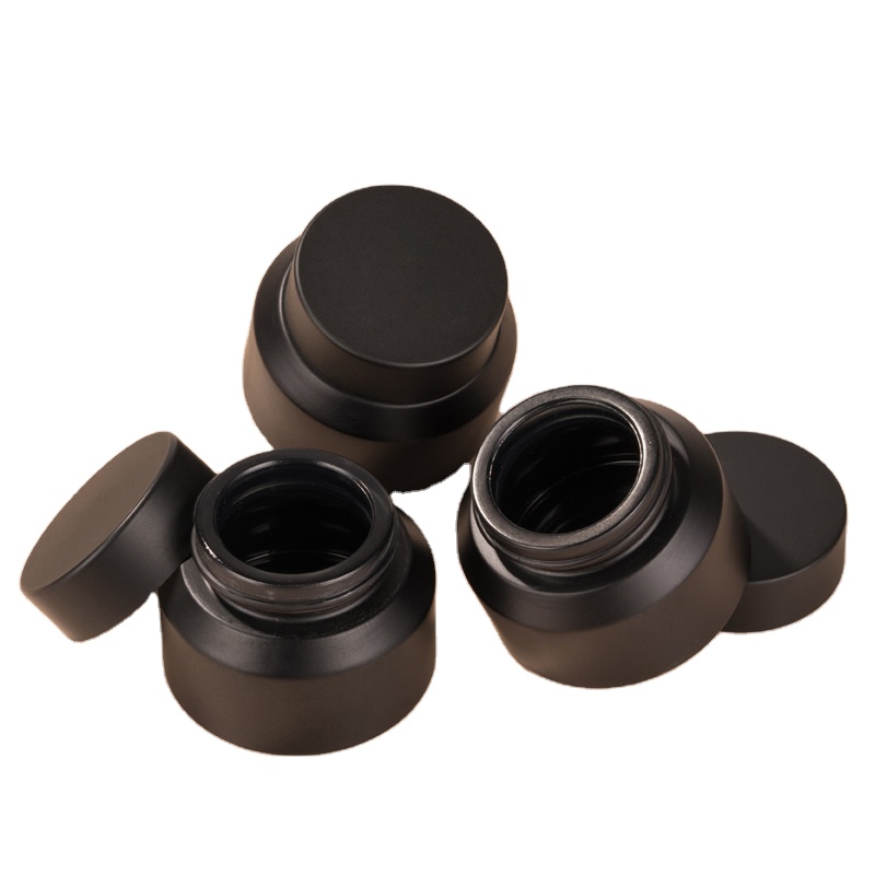10ml 15ml 20ml 30ml 50ml cosmetic container jars wide mouth glass cream jar black with screw cap