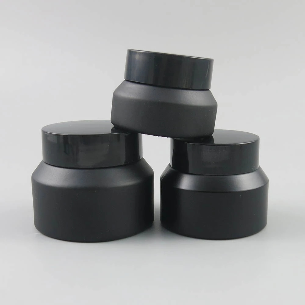10ml 15ml 20ml 30ml 50ml cosmetic container jars wide mouth glass cream jar black with screw cap