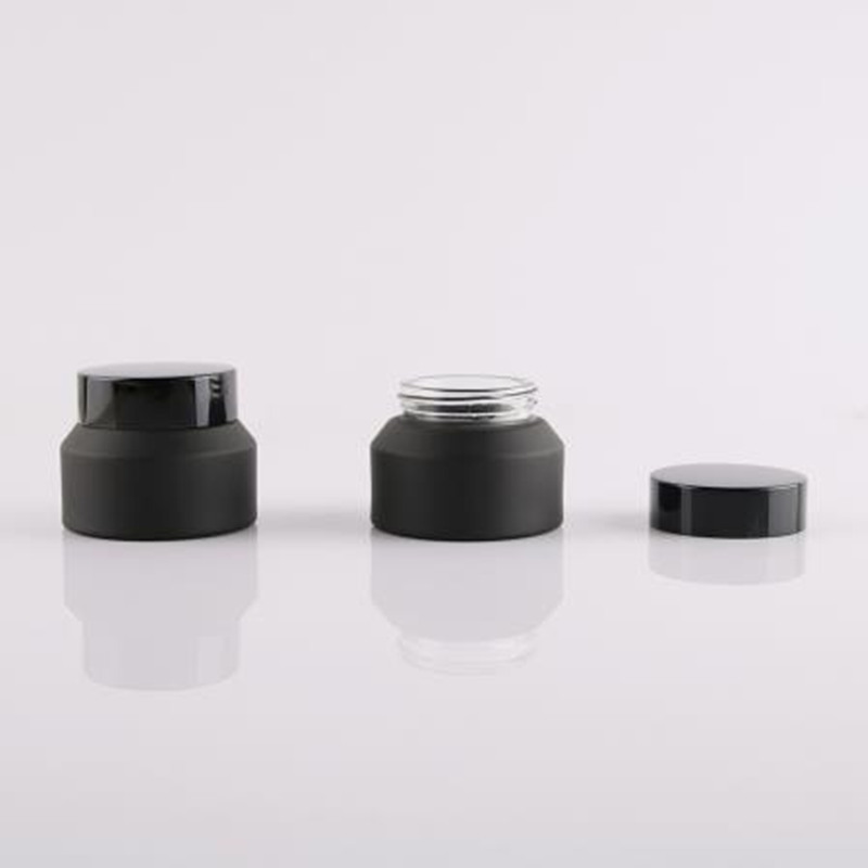 10ml 15ml 20ml 30ml 50ml cosmetic container jars wide mouth glass cream jar black with screw cap