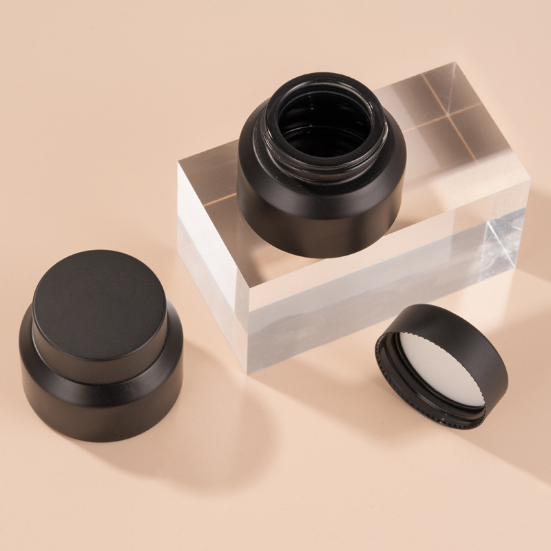 10ml 15ml 20ml 30ml 50ml cosmetic container jars wide mouth glass cream jar black with screw cap