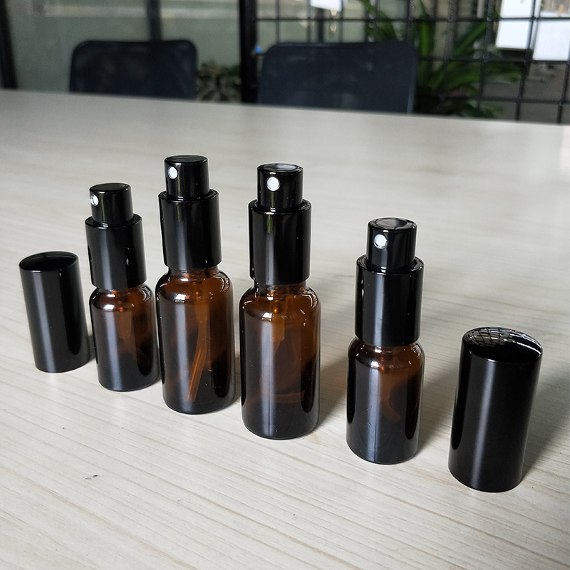 10ml 15ml 20ml 30ml 50ml refillable attar perfume amber glass spray bottle with pump for cosmetic essential oil packaging
