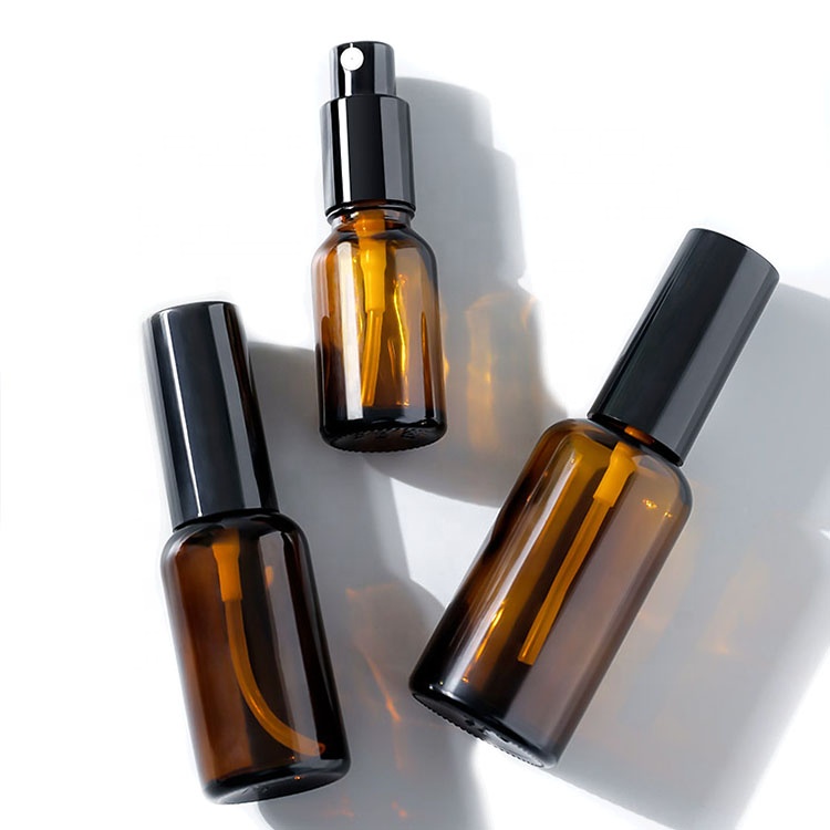 10ml 15ml 20ml 30ml 50ml round amber glass alcohol spray bottle with pump spray