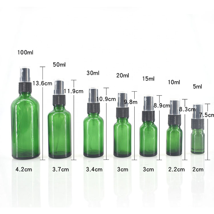 10ml 15ml 20ml 30ml 50ml round amber glass spray bottle with pump spray