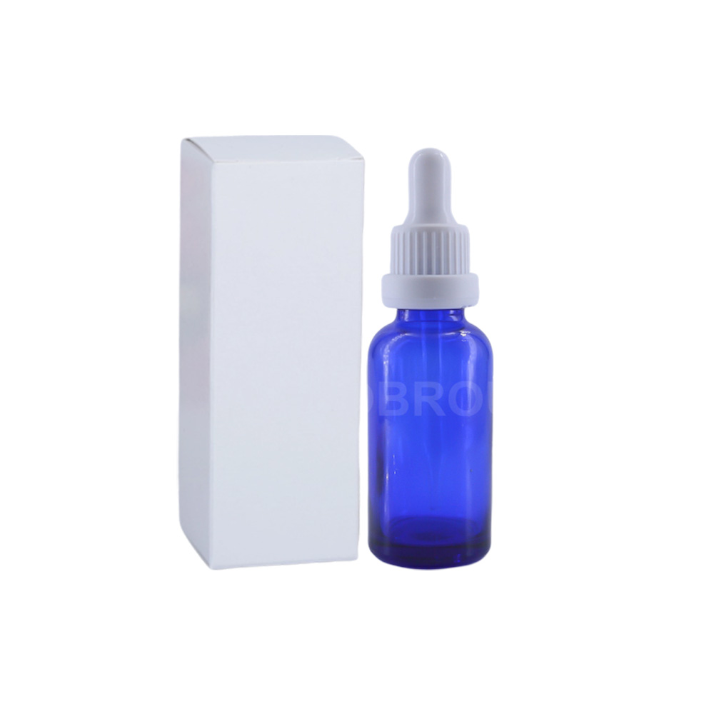 10ml 15ml 20ml 30ml 50ml white blue glass dropper bottles essential oil bottle e liquid bottle with box