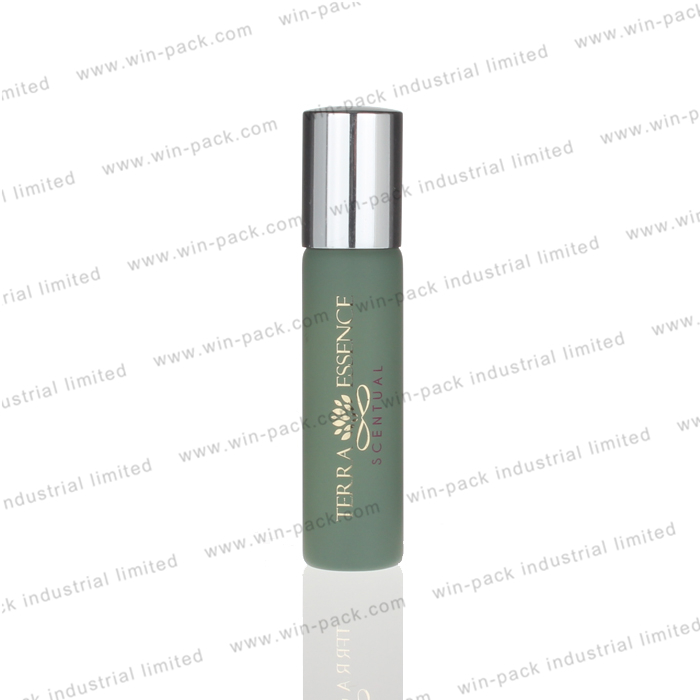 10ml 15ml 20ml 30ml Green atter essential oils glass roller bottle roll on perfume bottles with custom silk printing