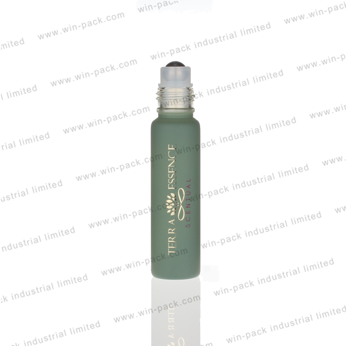 10ml 15ml 20ml 30ml Green atter essential oils glass roller bottle roll on perfume bottles with custom silk printing