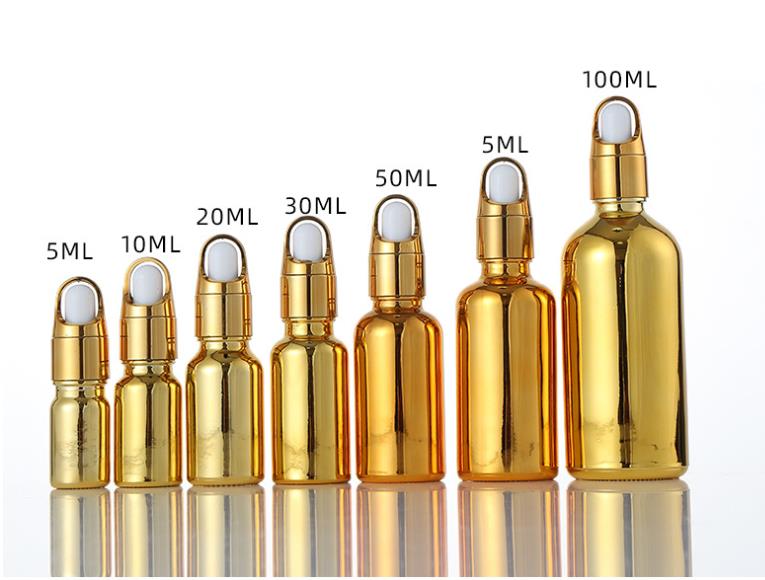 10ml 15ml 20ml 30ml frosted glass bottles with dripper sliver gold childproof tamper evident lids