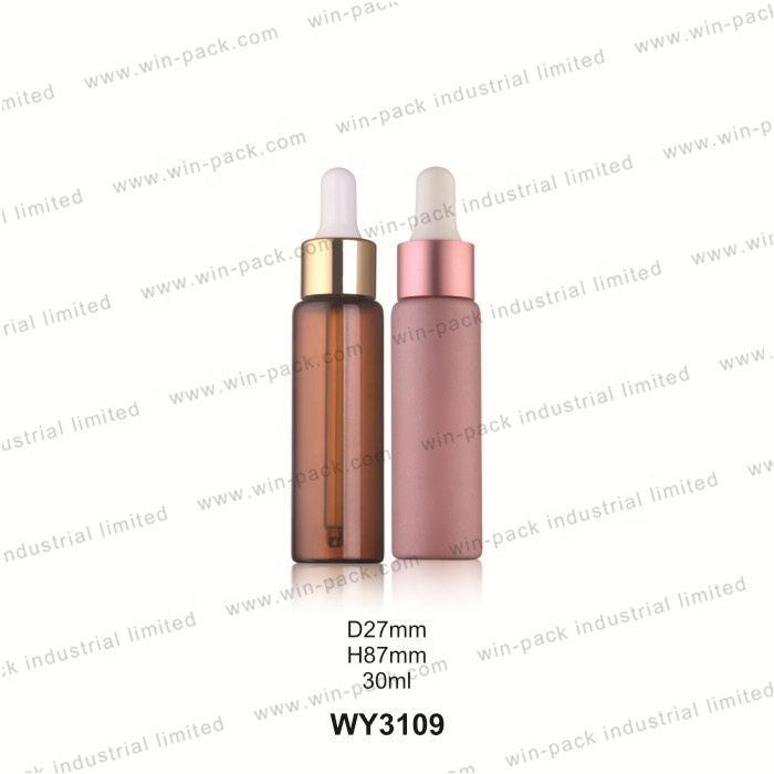 10ml 15ml 20ml 30ml luxury eye serum frost clear amber purple glass dropper bottle with shiny gold aluminum cap