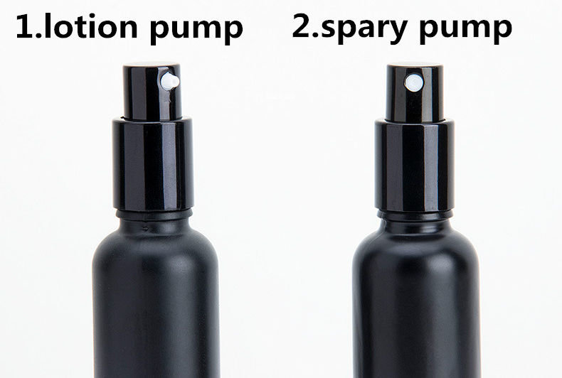 10ml 15ml 20ml Electroplated black lotion spray bottle glass essential Oil Bottle with lotion and spray pump