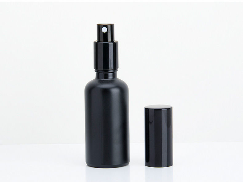10ml 15ml 20ml Electroplated black lotion spray bottle glass essential Oil Bottle with lotion and spray pump