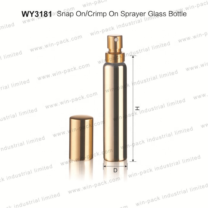 10ml 15ml 20ml snap on cosmetics perfume glass bottle with sprayer pump packaging