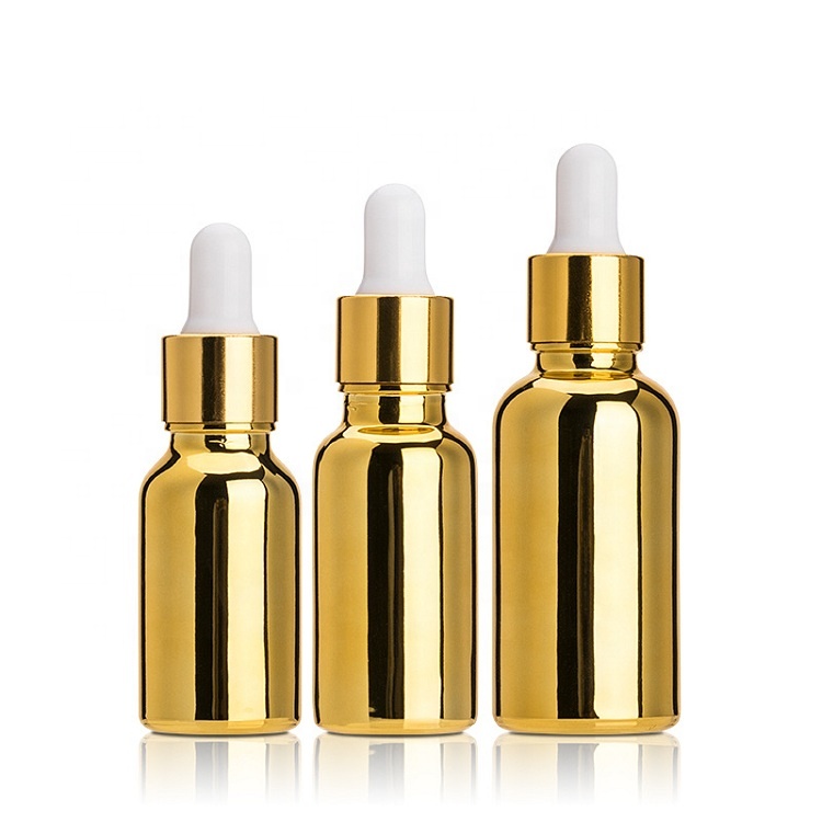 10ml 15ml 30 ml 100ml Gold Cosmetic Serum Glass Dropper Bottle