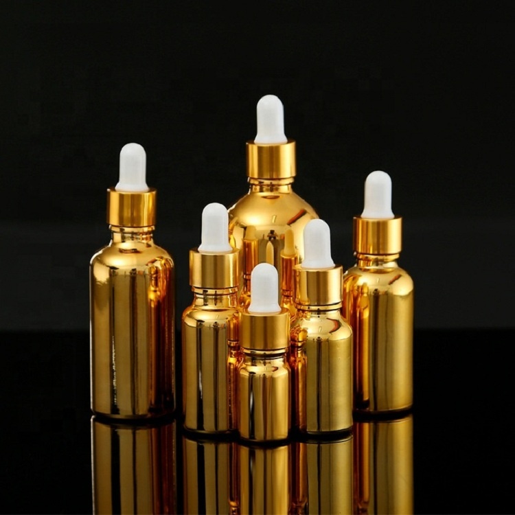 10ml 15ml 30 ml 100ml Gold Cosmetic Serum Glass Dropper Bottle
