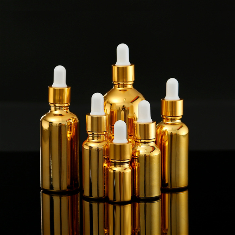 10ml 15ml 30 ml 100ml Gold Cosmetic Serum Glass Dropper Bottle