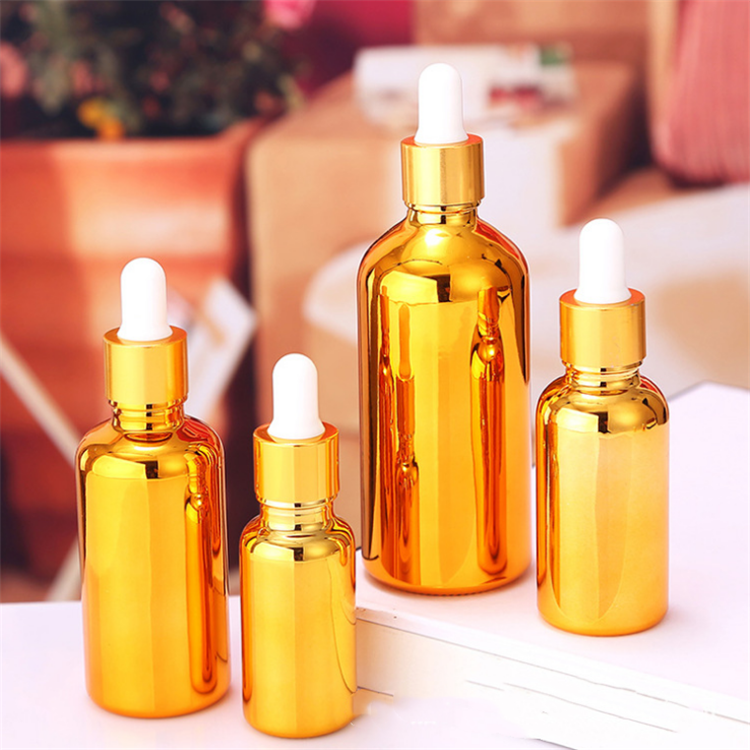 10ml 15ml 30 ml 100ml Gold Cosmetic Serum Glass Dropper Bottle