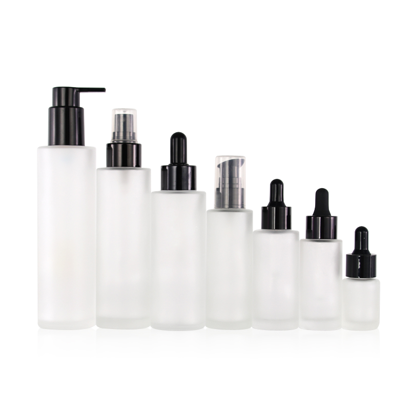10ml 15ml 30ml 40ml 50ml 80ml 100ml 120ml 150ml Round cosmetic frosted clear glass pump or dropper bottle