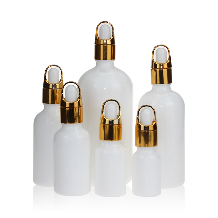 10ml 15ml 30ml 50ml 100ml 200ml Opal glass dropper bottle packaging with fancy gold dropper 30ml Customized Suppliers