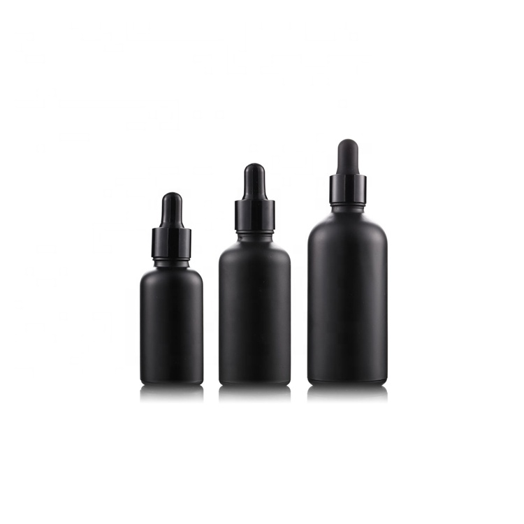 10ml 15ml 30ml 50ml 100ml Matte Black Glass Dropper Pipette Bottle Essential Oil Cosmetic Bottle
