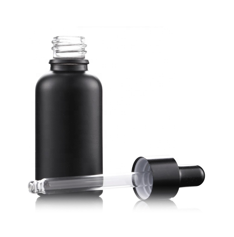 10ml 15ml 30ml 50ml 100ml Matte Black Glass Dropper Pipette Bottle Essential Oil Cosmetic Bottle