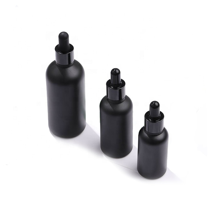 10ml 15ml 30ml 50ml 100ml Matte Black Glass Dropper Pipette Bottle Essential Oil Cosmetic Bottle