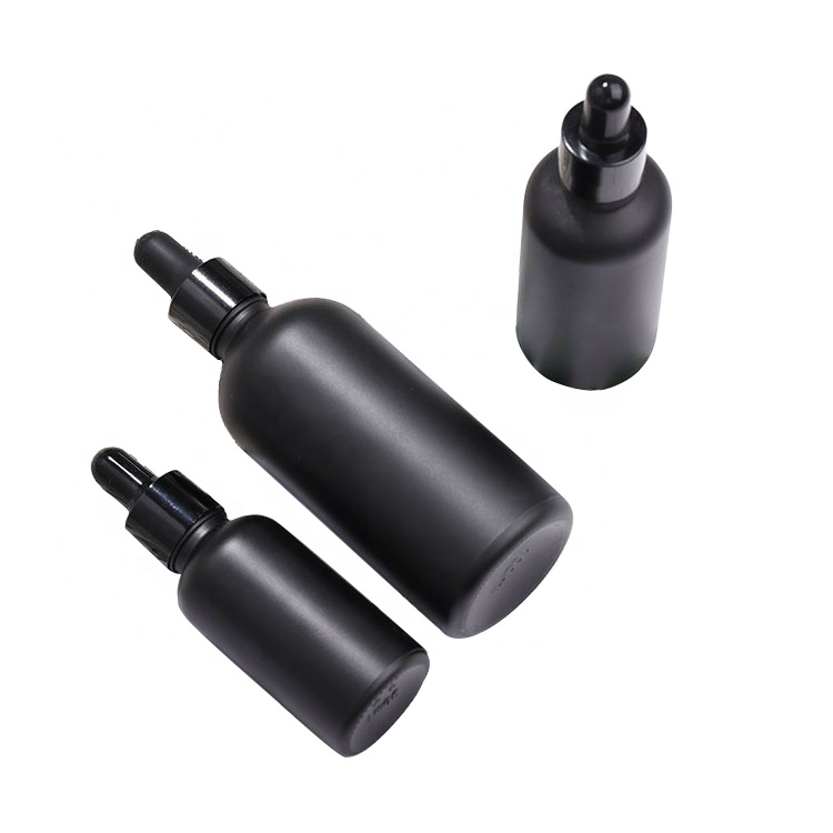 10ml 15ml 30ml 50ml 100ml Matte Black Glass Dropper Pipette Bottle Essential Oil Cosmetic Bottle