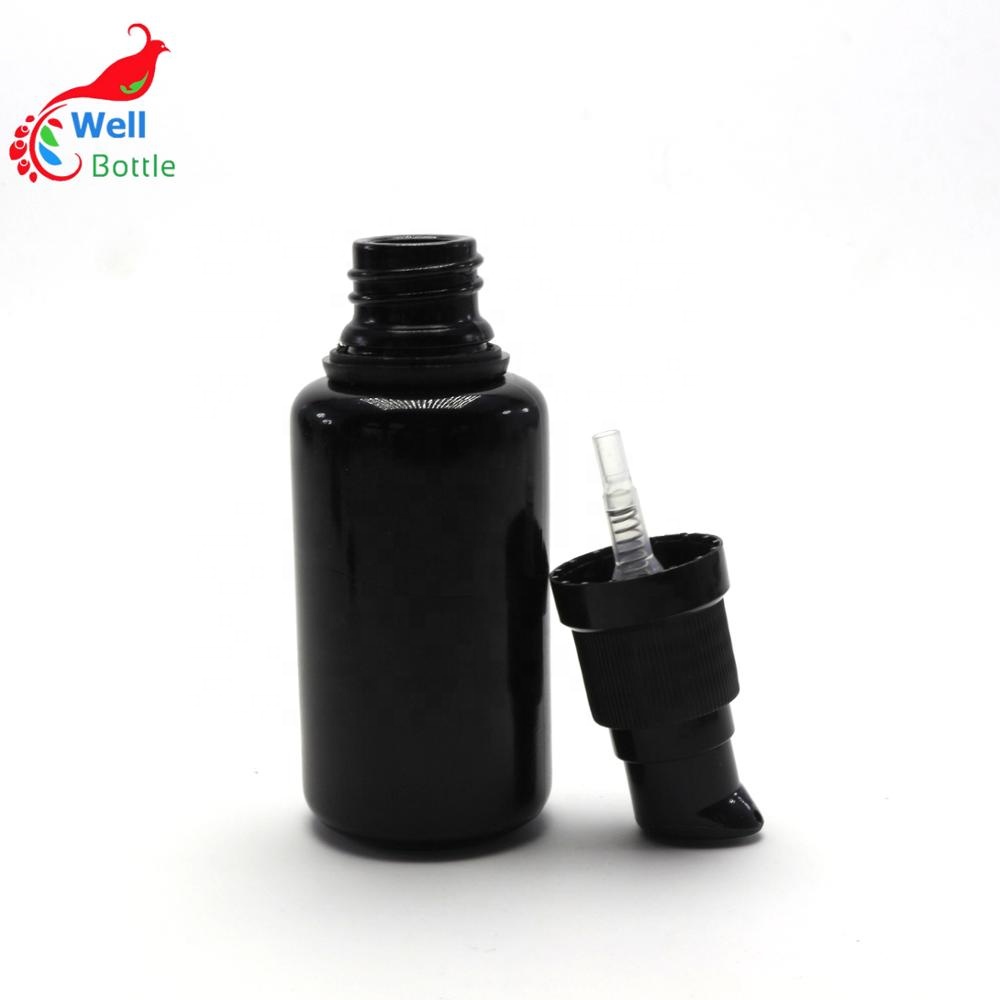 10ml 15ml 30ml 50ml 100ml UV dark black violet glass cosmetic bottle with pump cap VJ-0150RL