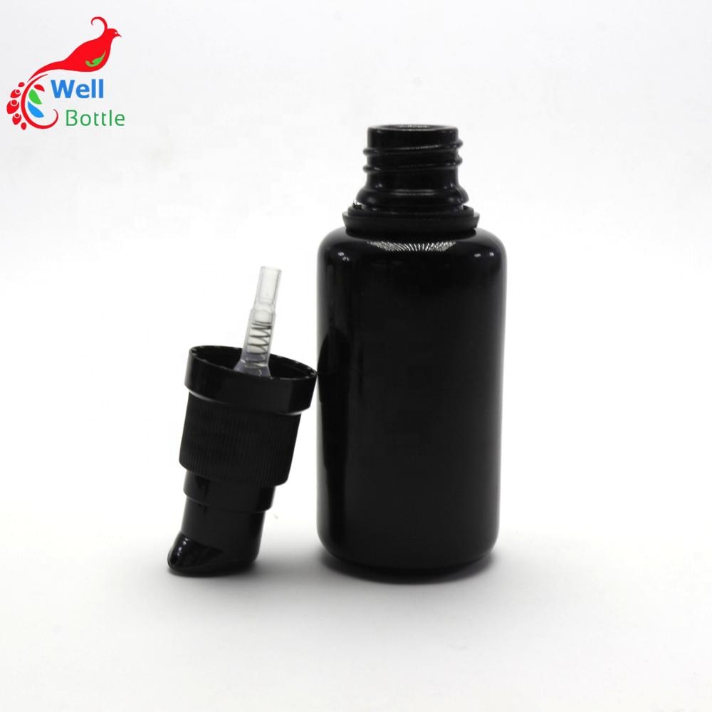 10ml 15ml 30ml 50ml 100ml UV dark black violet glass cosmetic bottle with pump cap VJ-0150RL