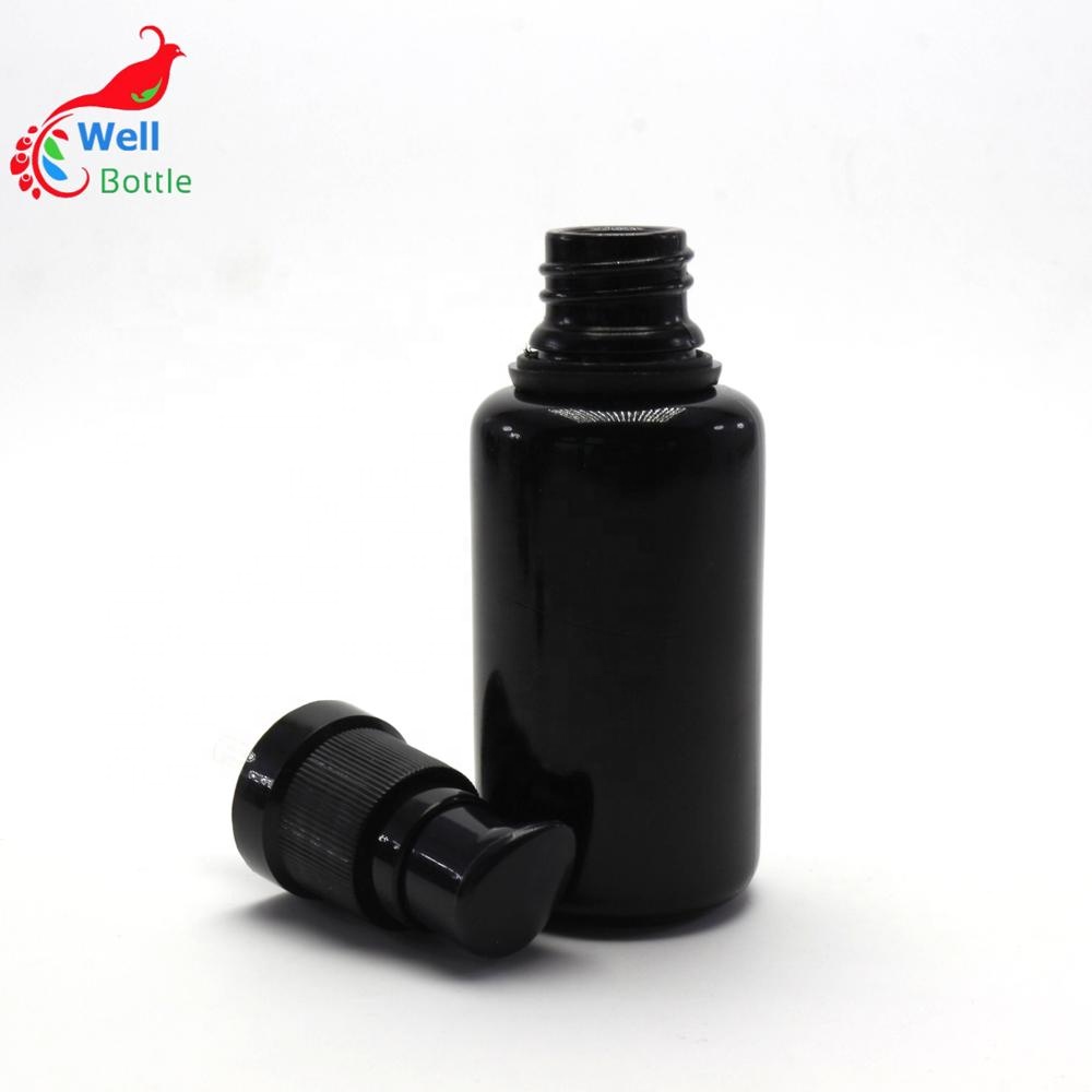 10ml 15ml 30ml 50ml 100ml UV dark black violet glass cosmetic bottle with pump cap VJ-0150RL