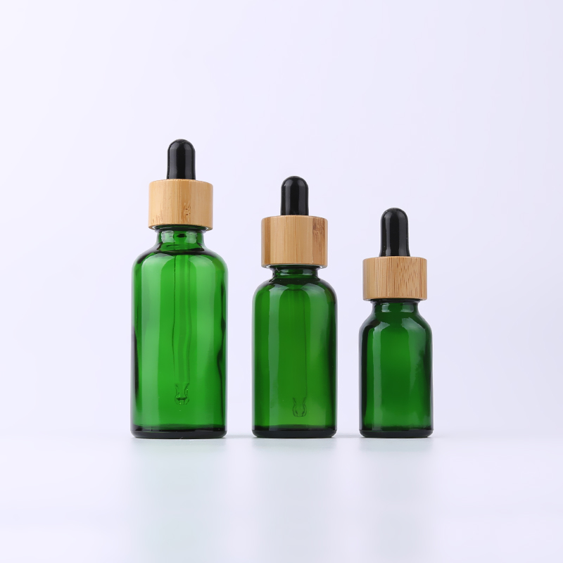 10ml 15ml 30ml 50ml 100ml blue cosmetic bottle bamboo dropper oil bottles