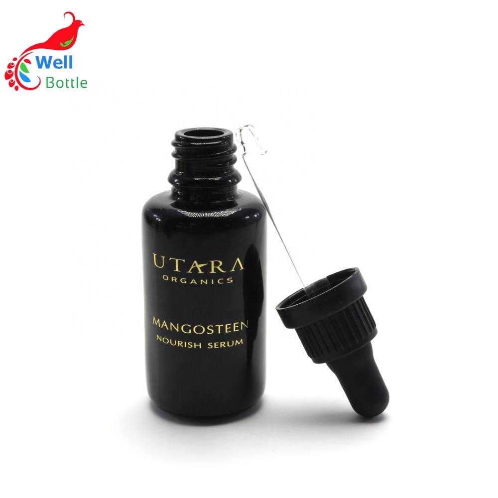 10ml 15ml 30ml 50ml 100ml dark violet glass dropper bottle with black dropper cap VJ-0148RL