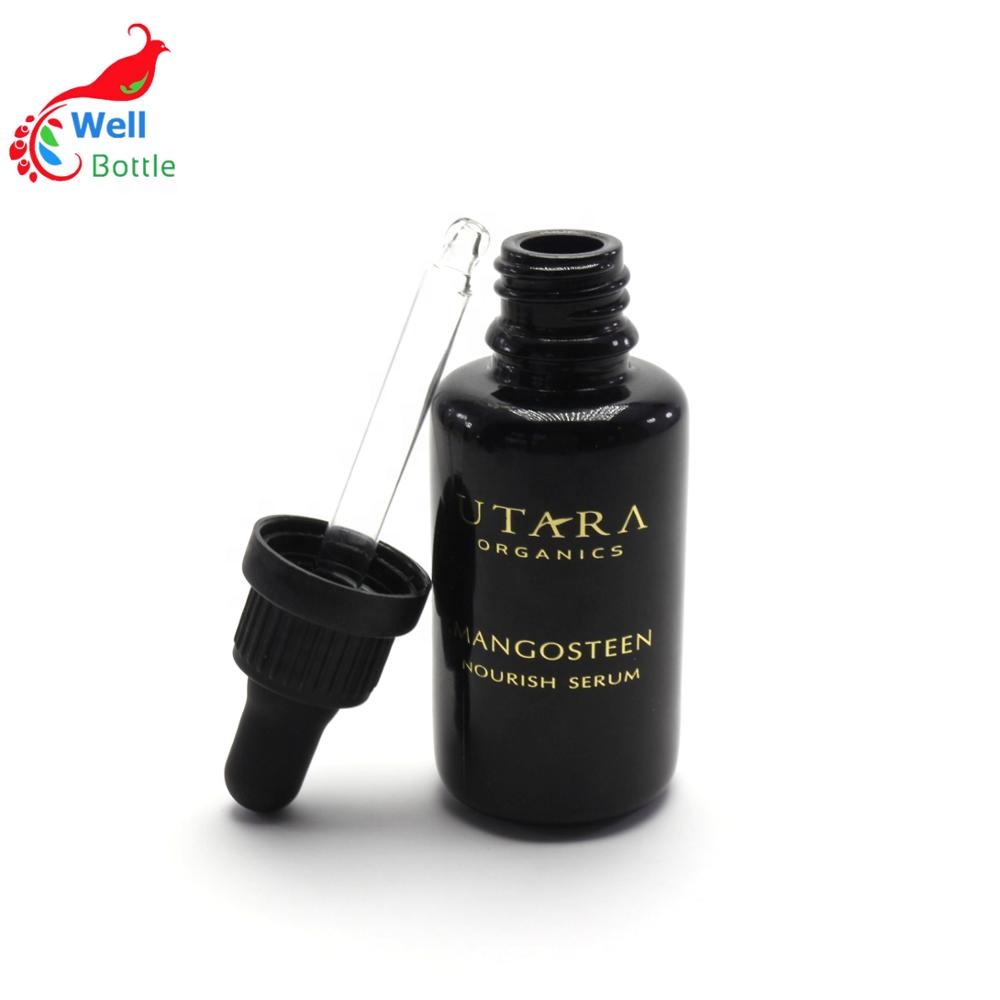 10ml 15ml 30ml 50ml 100ml dark violet glass dropper bottle with black dropper cap VJ-0148RL