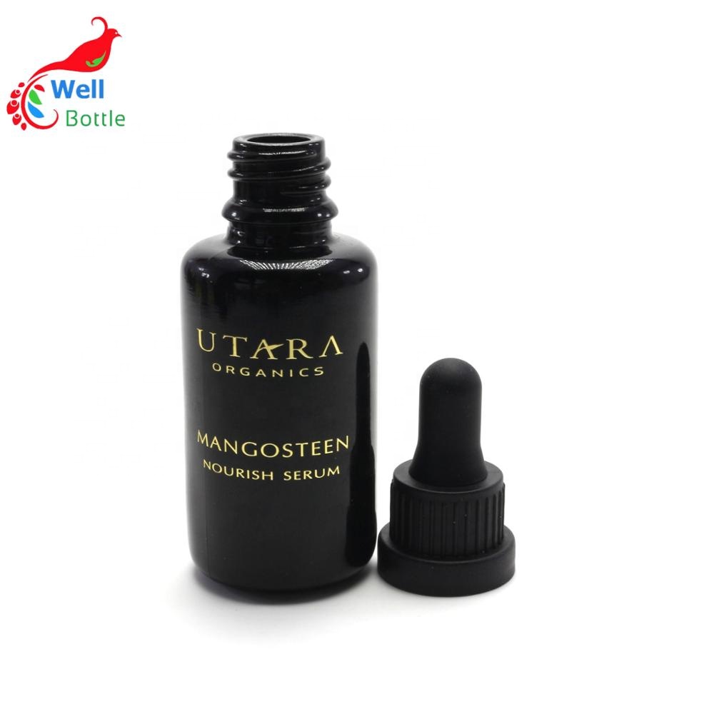 10ml 15ml 30ml 50ml 100ml dark violet glass dropper bottle with black dropper cap VJ-0148RL