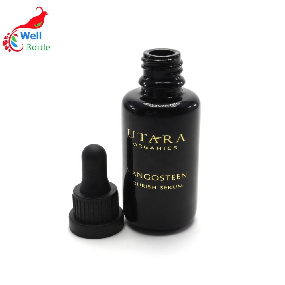 10ml 15ml 30ml 50ml 100ml dark violet glass dropper bottle with black dropper cap VJ-0148RL
