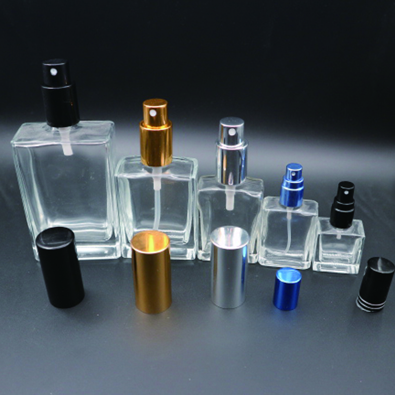 10ml 15ml 30ml 50ml 100ml rectangle square empty clear glass perfume bottle with pump sprayer