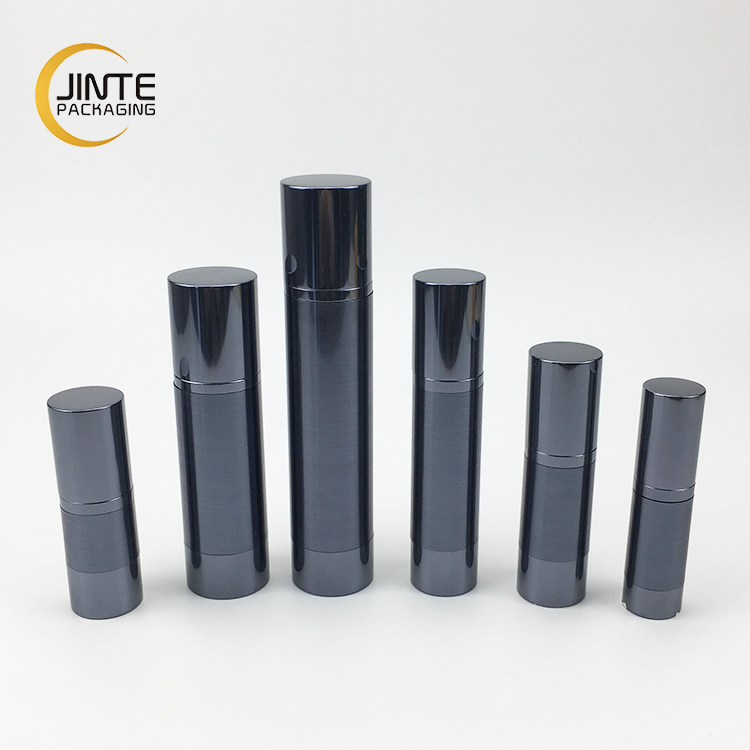 10ml 15ml 30ml 50ml 80ml 100ml 120ml luxury Shiny Dark Blue Aluminum Cosmetic Airless Bottle for Man Skin Care products