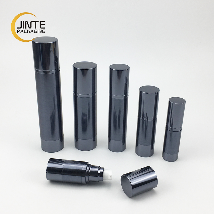 10ml 15ml 30ml 50ml 80ml 100ml 120ml luxury Shiny Dark Blue Aluminum Cosmetic Airless Bottle for Man Skin Care products